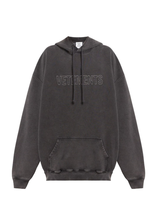 Logo Embroidery Hoodie-Grey