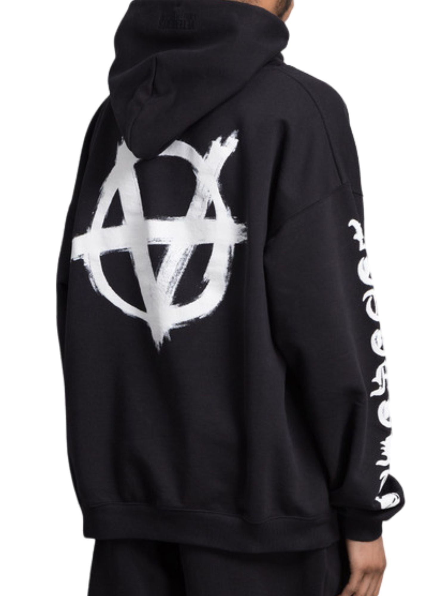 Double Anarchy Popover Hoodie-Black