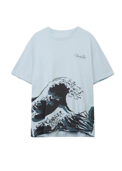 Stonewashed Wave T-Shirt-Black & Blue