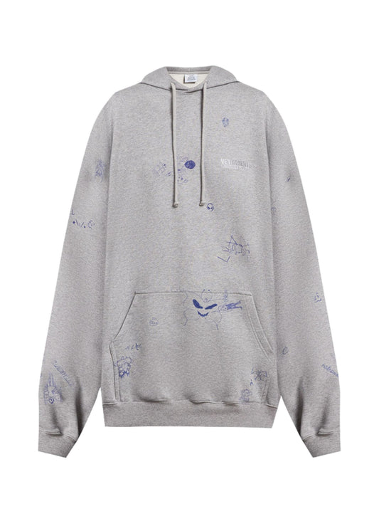 Scribbled Hoodie-Grey