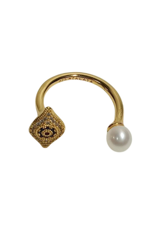 Evil Eye Pearl Ring-Gold