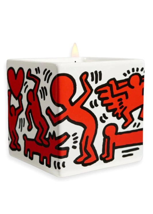 Keith Haring Candle Red On White